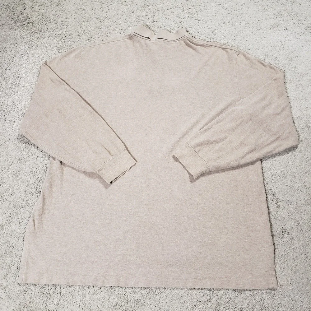 Ralph Lauren Mens 2XLT Tall Tan Green Pony Long Sleeve Pique Polo Shirt